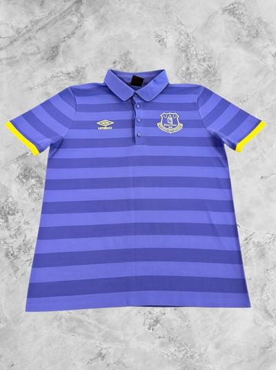 Blauwe Umbro voetbalpolo maat L (clubshirt / polo), Everton streepdessin