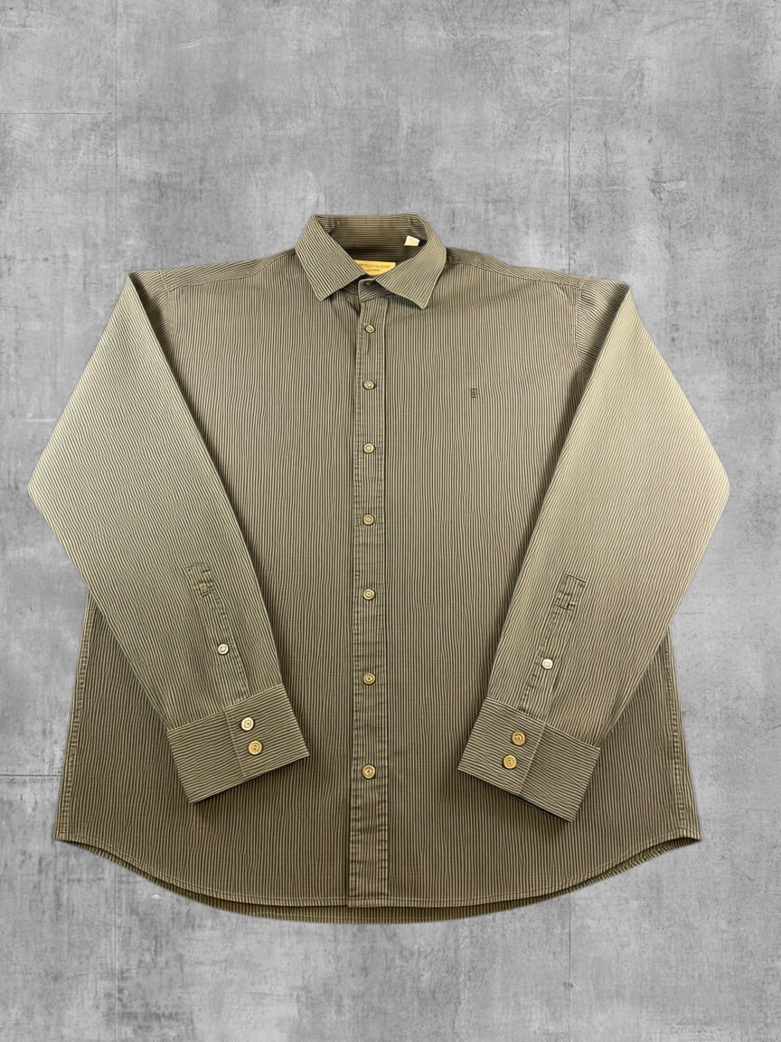 Yves Saint Laurent blouse grijs gestreept heren maat XL overhemd striped shirt streepjes