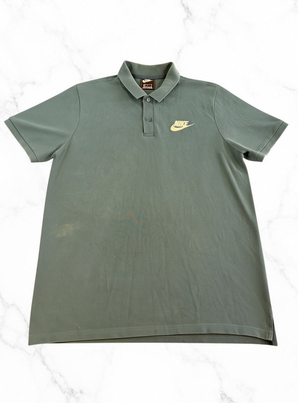 Donkergroene herenpolo van Nike (piquéshirt), maat L met swoosh-logo