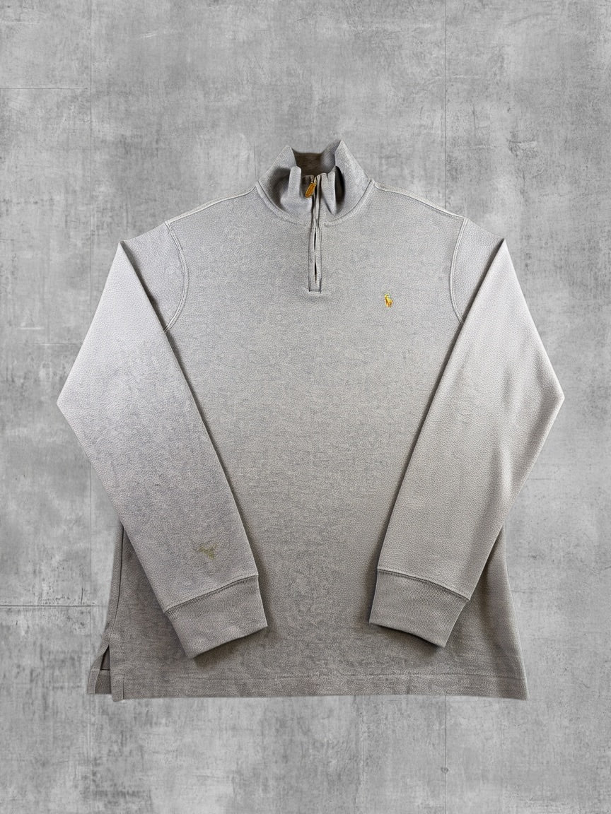 Polo Ralph Lauren trui blauw gemêleerd heren maat L katoen sweater pullover gebreid