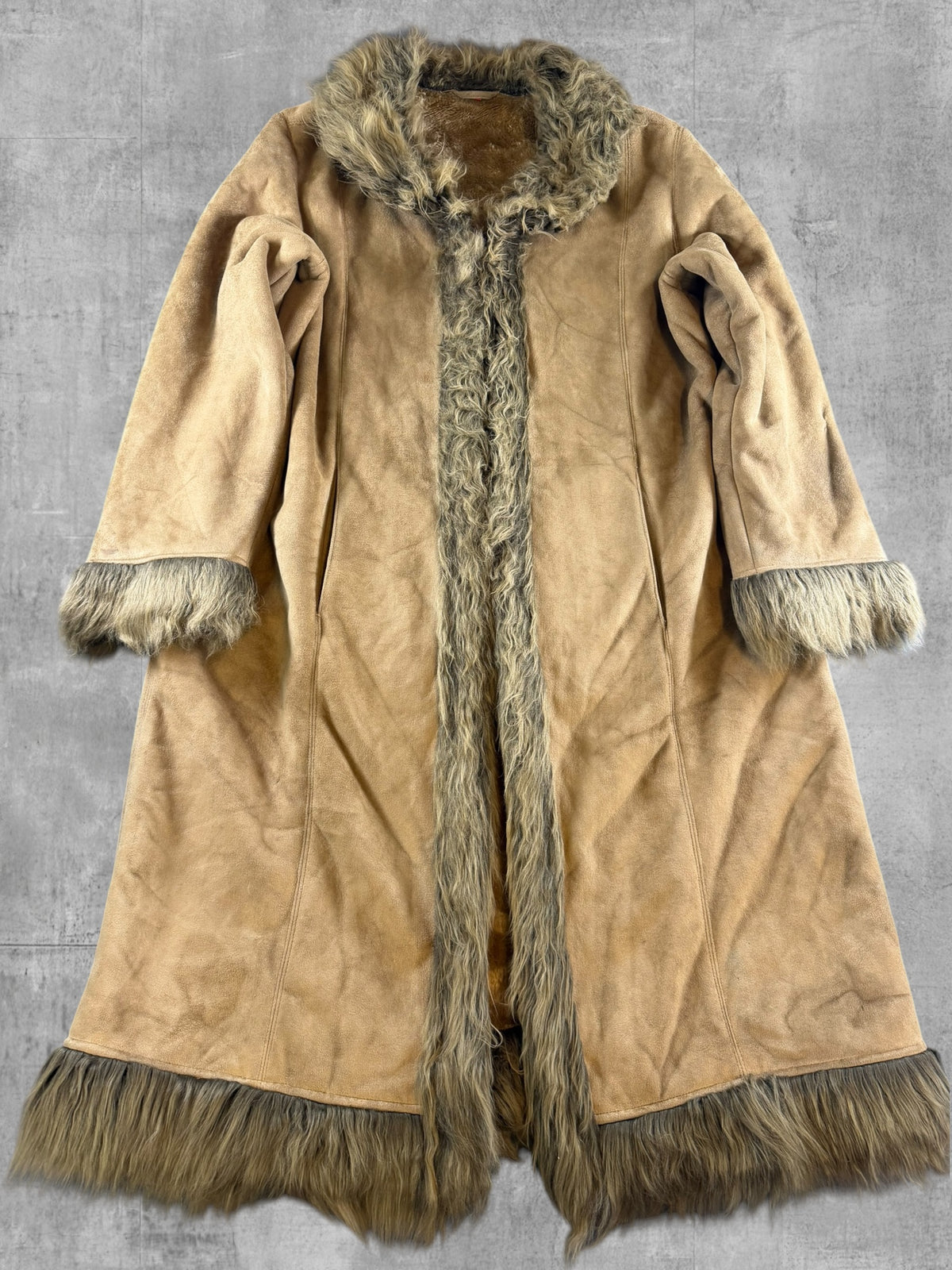 Vintage Dressing Afghaanse jas bruin dames maat XL