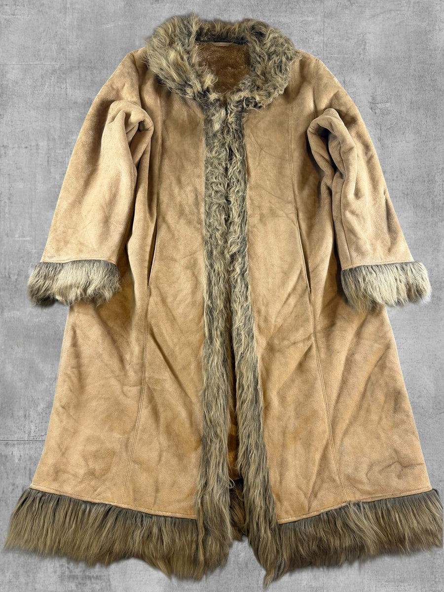 Vintage Dressing Afghaanse jas bruin dames maat XL