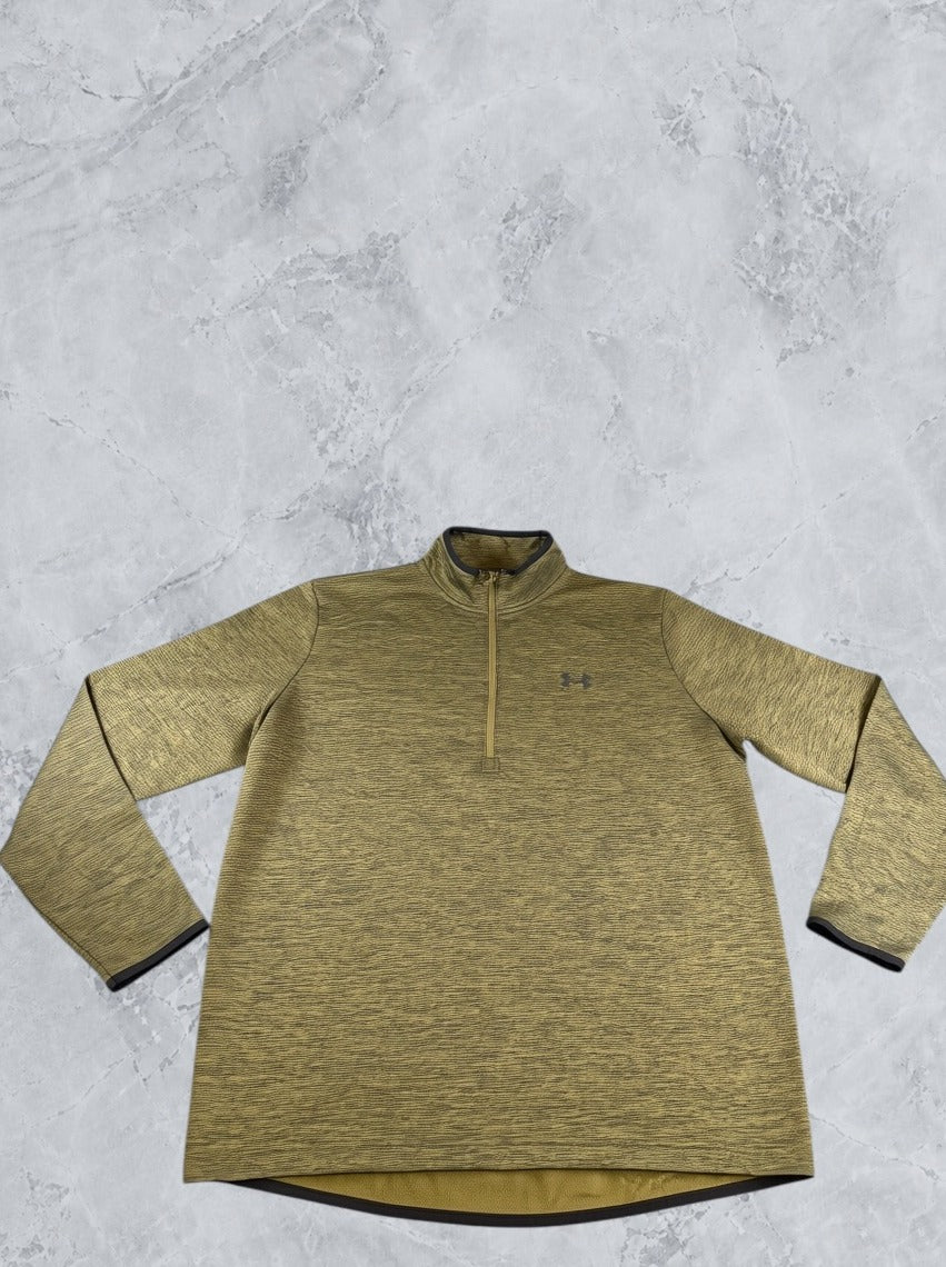 Groen fleecevest van Under Armour (quarter zip sporttrui), maat L - relaxed fit