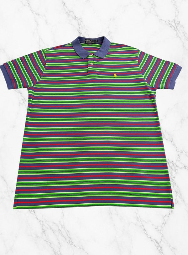 Meerkleurig gestreept poloshirt (polo / piqué-shirt) Ralph Lauren — maat XL
