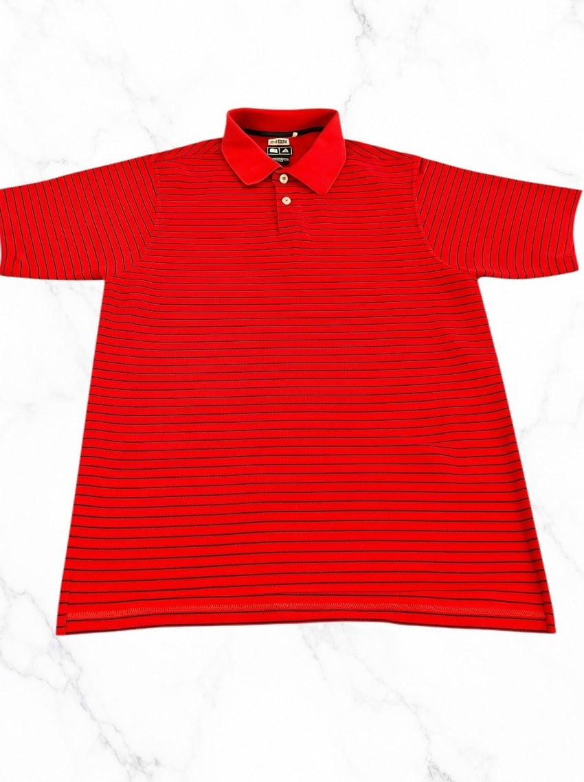 Rood adidas poloshirt (golfshirt) maat M met krijtstreep