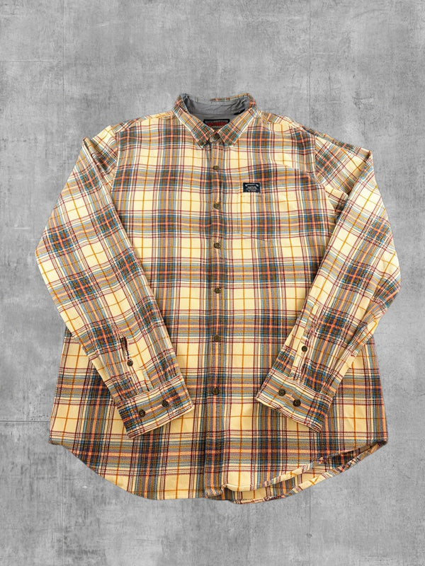 Superdry blouse beige geruit heren maat XXL overhemd flanel check shirt houthakkershemd geblokt