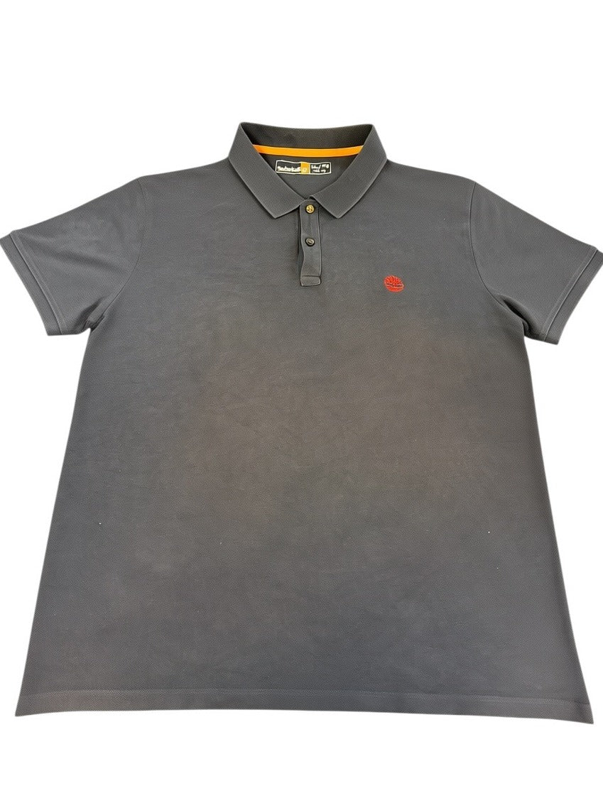 Blauwe polo met oranje kraagaccent (poloshirt) van Timberland, maat XL