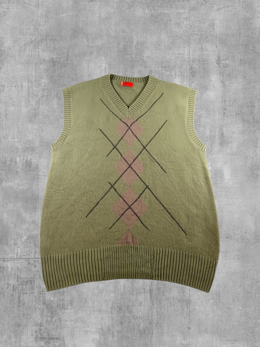 Levi's trui groen geruit heren maat L wol sweater pullover gebreid vintage
