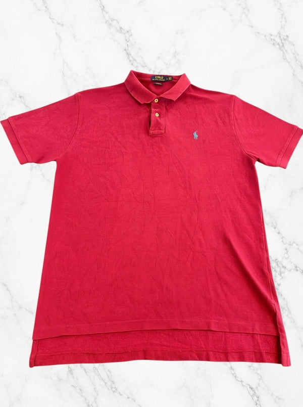 Kersenrood Polo Ralph Lauren piqué poloshirt (polo), maat L