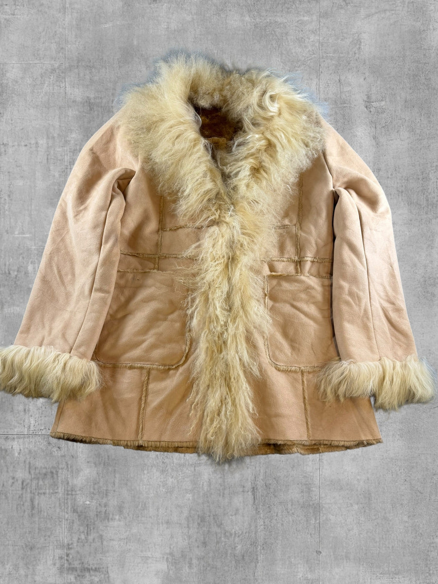 Vintage Dressing Afghaanse jas beige dames maat M