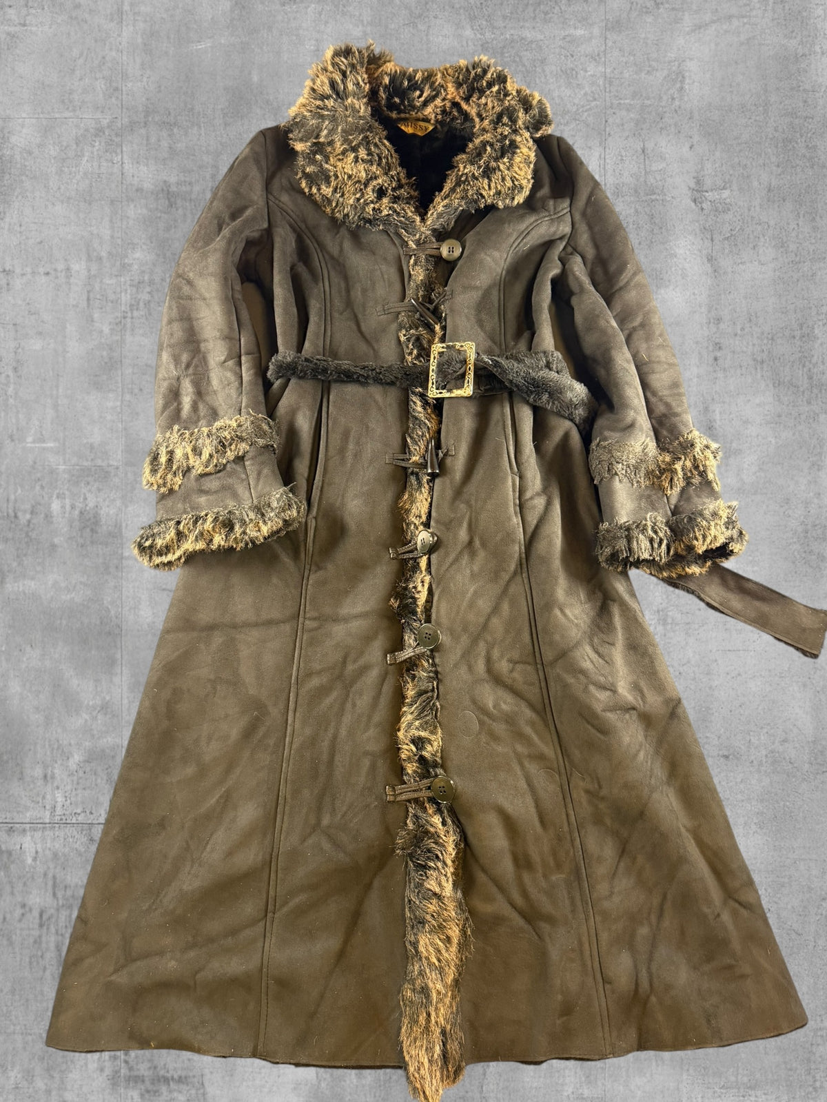 Zwarte Afghaanse jas dames (lammy coat / penny coat) maat L