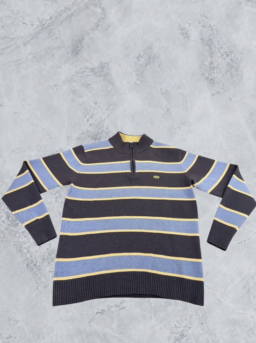 Blauwe Lacoste gebreide trui (halfzip / quarter-zip), maat XL