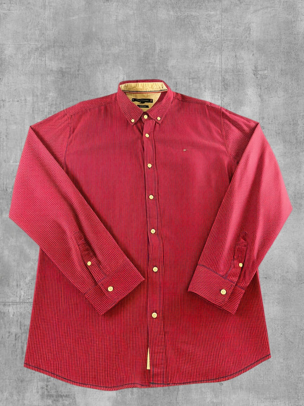 Tommy Hilfiger blouse rood geruit heren maat XL overhemd flanel check shirt houthakkershemd geblokt