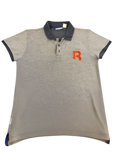 Vintage Reebok Classic polo grijs met oranje R maat L