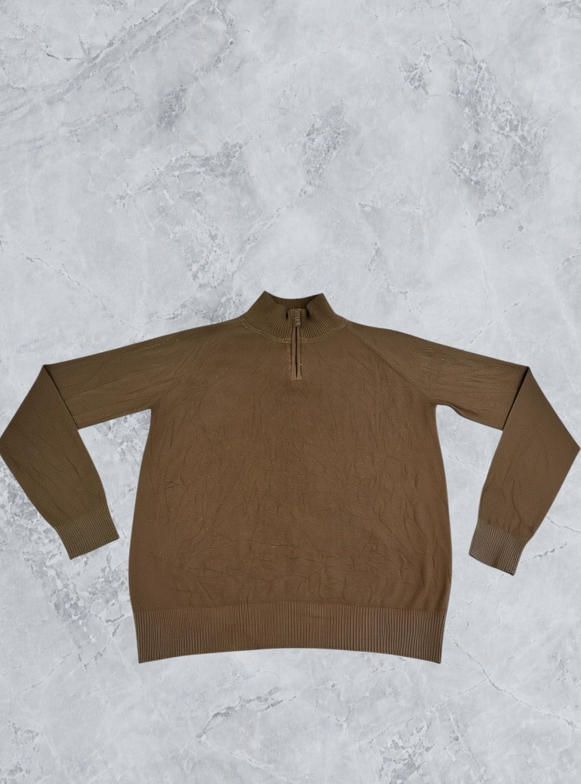 Bruine Timberland trui, maat L (quarter zip / halfrits pulli)