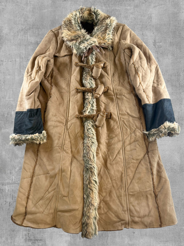 Vintage Dressing Afghaanse jas bruin dames maat L