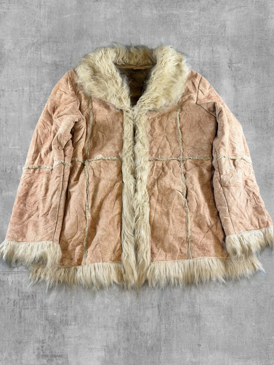Vintage Dressing Afghaanse jas beige dames maat XL