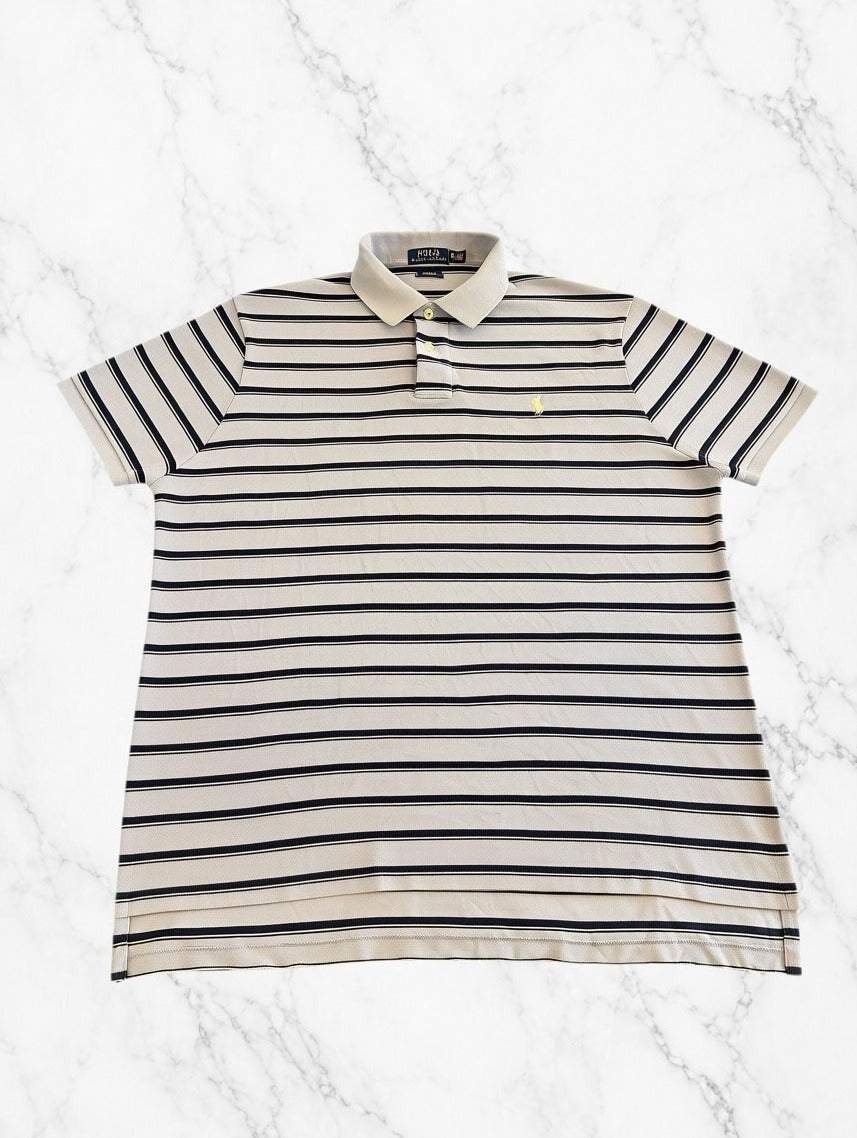 Blauw-Wit Gestreepte Polo Ralph Lauren Heren Maat XL (Poloshirt / Piqué Polo)