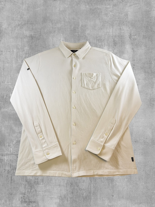 Superdry blouse grijs heren maat XL overhemd shirt effen button up