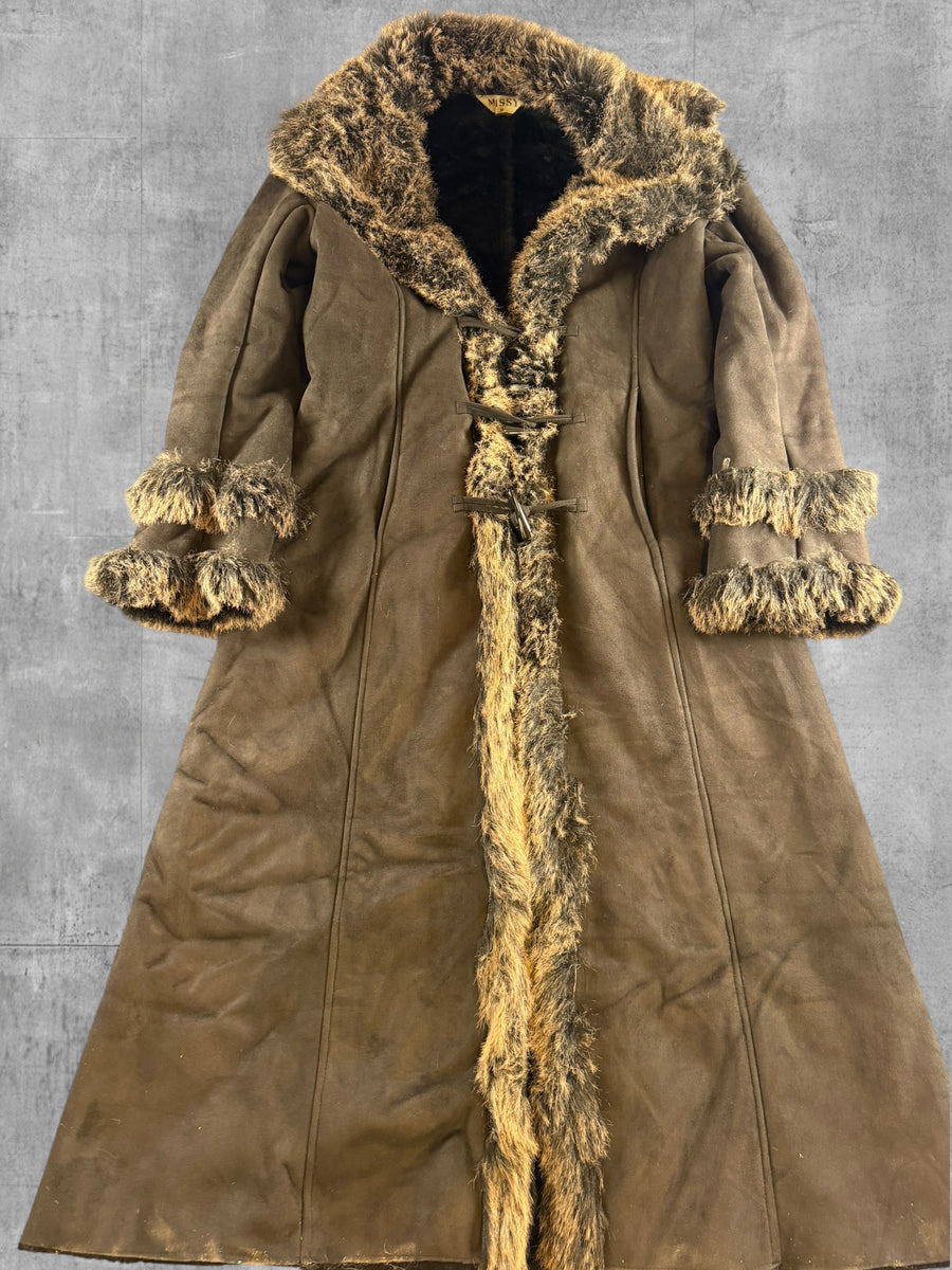 Vintage Dressing Afghaanse jas bruin dames maat M