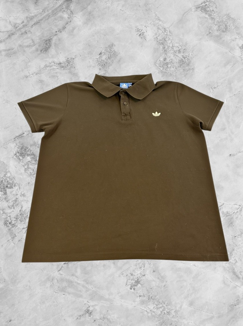 Zwart adidas Originals polo (poloshirt/polohemd) met geborduurd trefoil-logo, maat XL