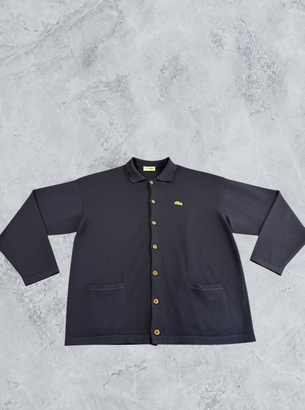 Blauwe Lacoste cardigan (piquévest/breivest), maat XXL