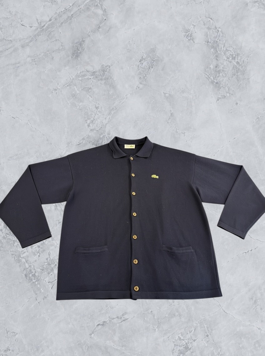 Blauwe Lacoste cardigan (piquévest/breivest), maat XXL
