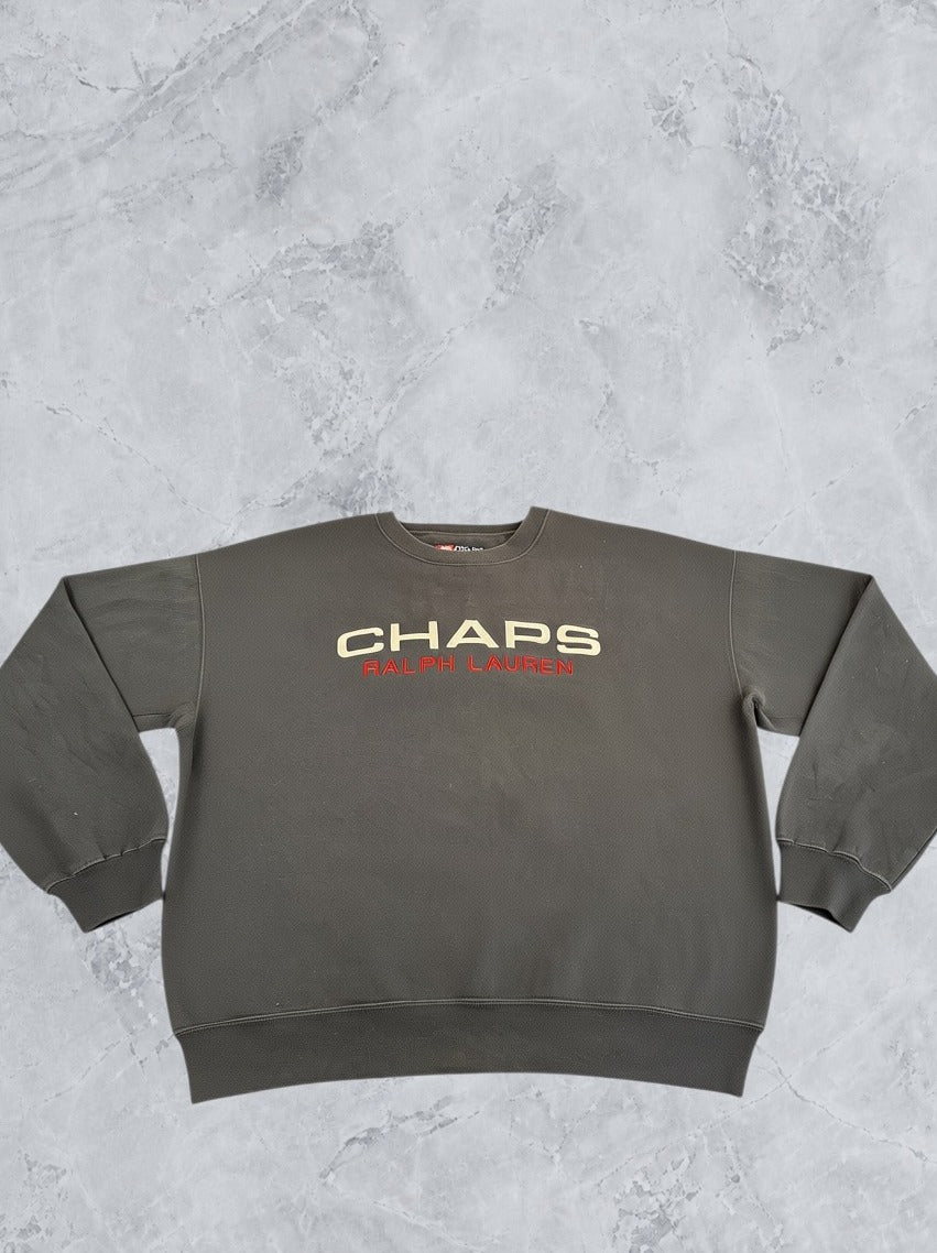 Zwarte Chaps Ralph Lauren trui (sweatshirt / crewneck) maat L met borduurlogo
