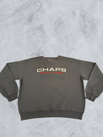 Zwarte Chaps Ralph Lauren trui (sweatshirt / crewneck) maat L met borduurlogo