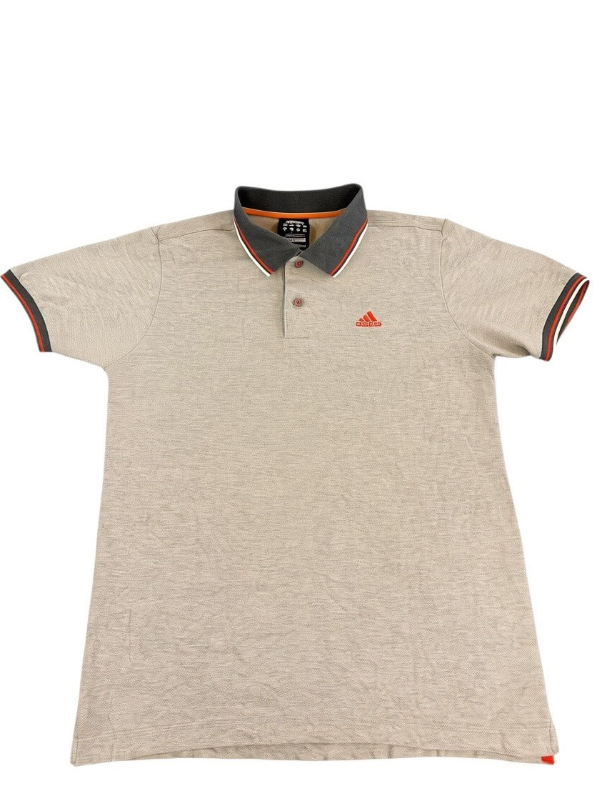 Grijze adidas polo (sportshirt / poloshirt) met streepkraag – maat S