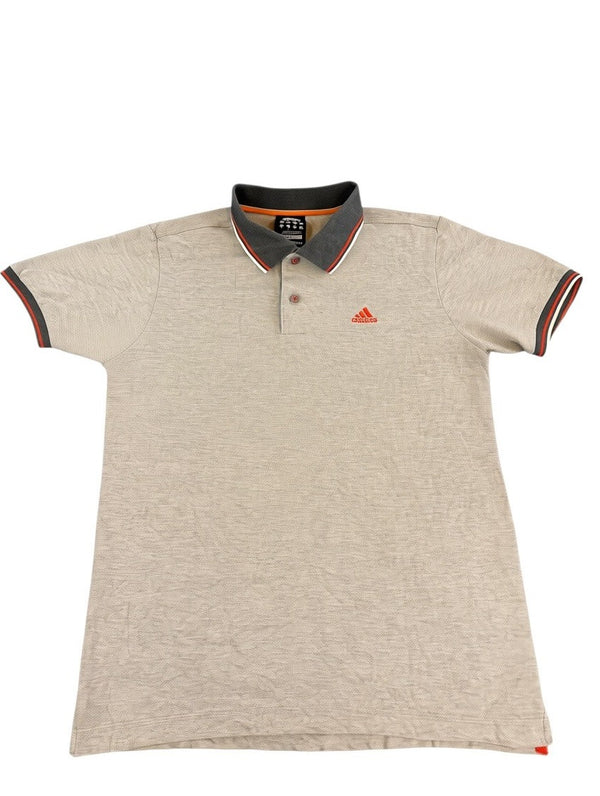 Grijze adidas polo (sportshirt / poloshirt) met streepkraag – maat S