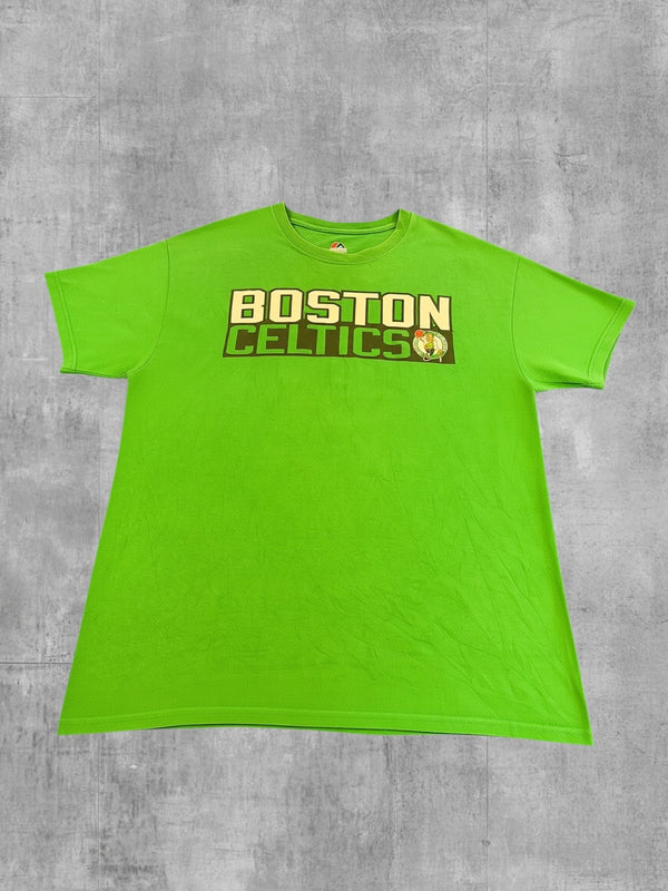 Majestic t-shirt groen print heren maat L shirt tee