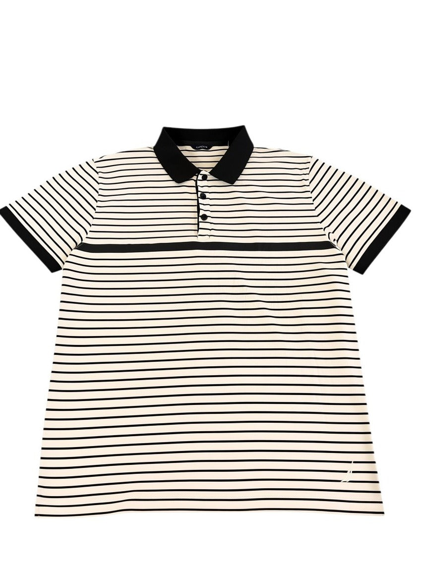 Wit-zwart gestreepte Nautica polo (sportshirt), maat XL