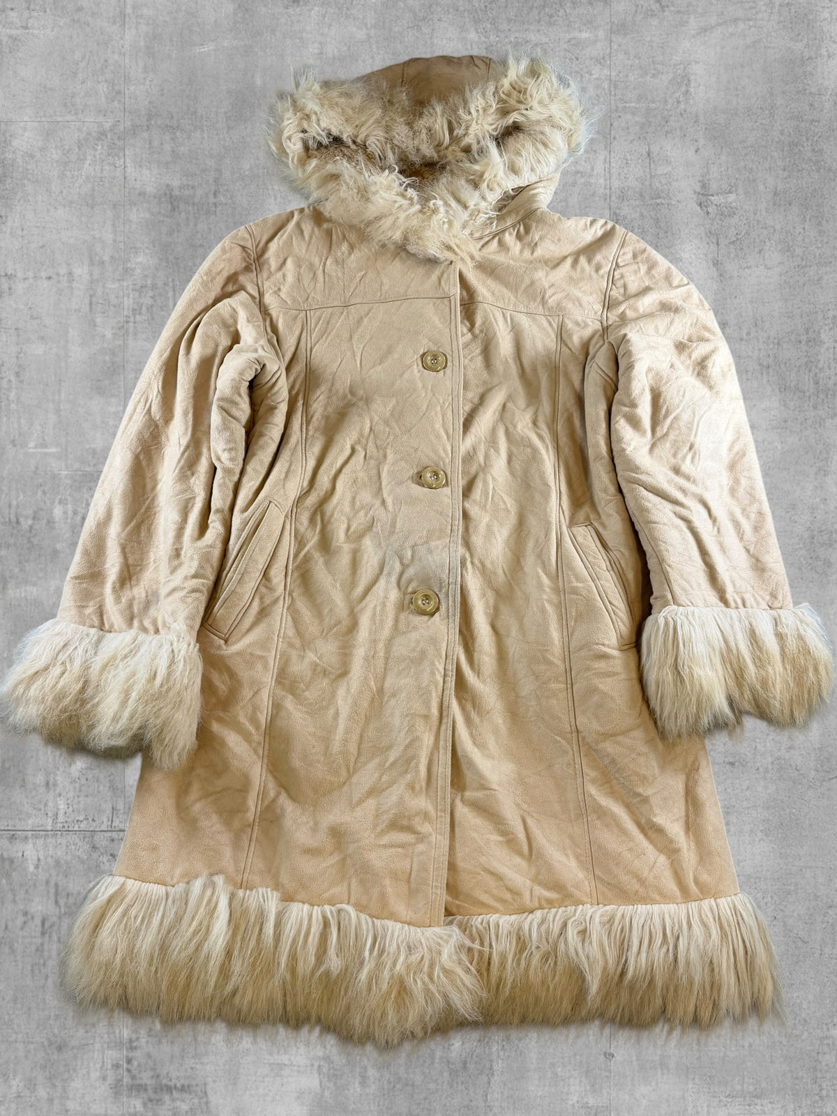 Vintage Dressing Afghaanse jas beige dames maat M