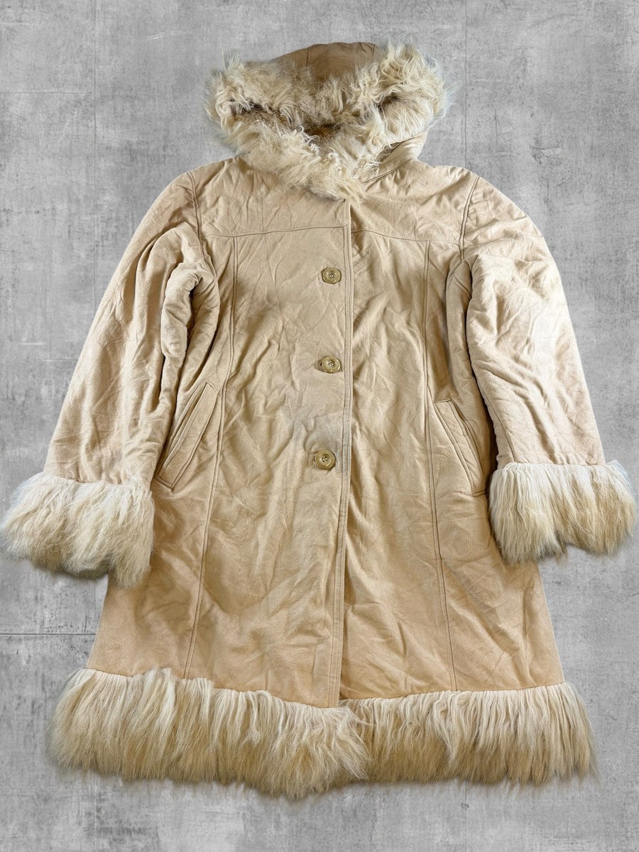 Vintage Dressing Afghaanse jas beige dames maat M