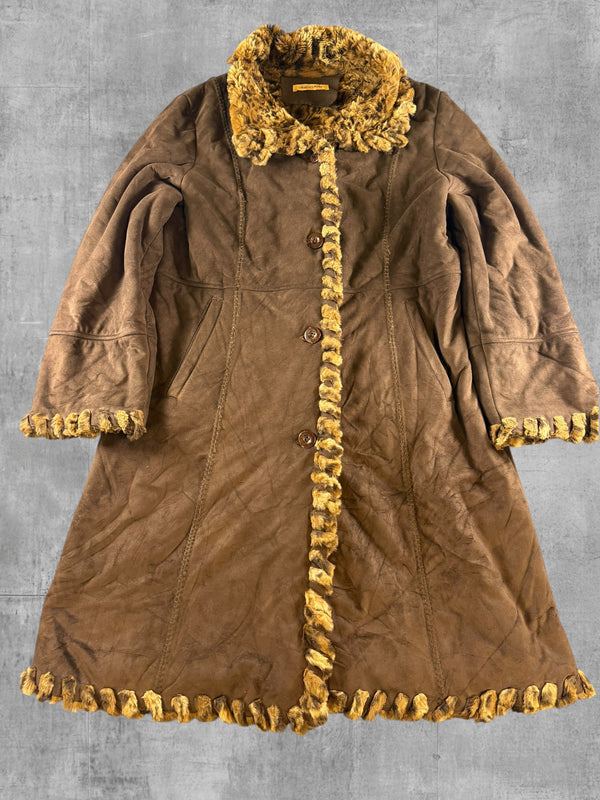 Vintage Dressing Afghaanse jas bruin dames maat XL
