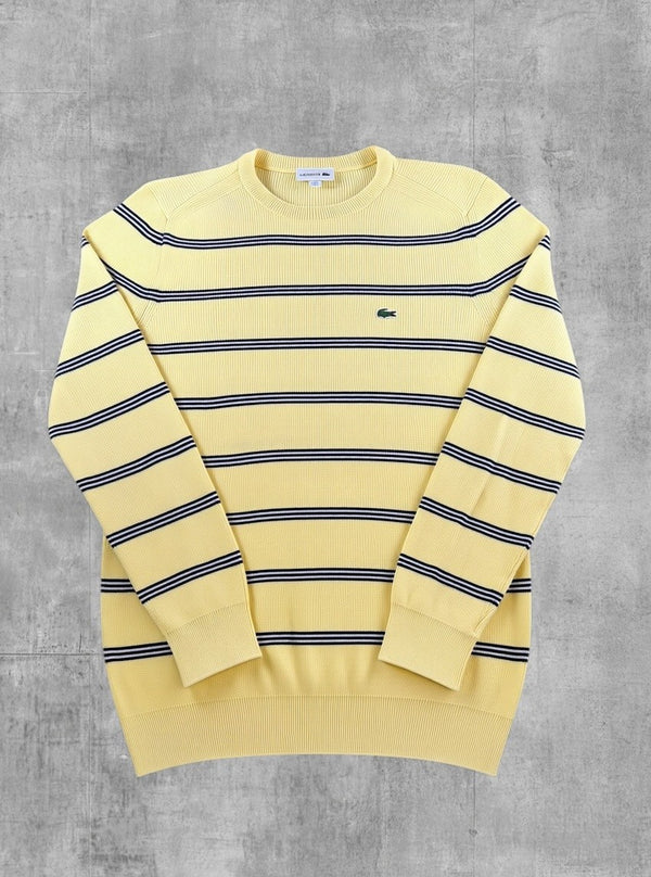 Gele Lacoste crewneck sweater, maat L heren (sweatshirt / trui)