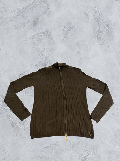 Zwart geribbeld DKNY Jeans ritsvest (cardigan), maat M