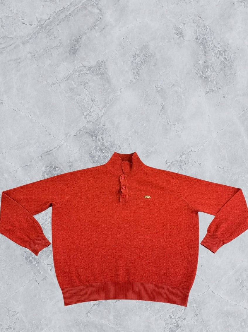 Rode Lacoste polotrui met knoopsluiting (collegetrui), maat XL