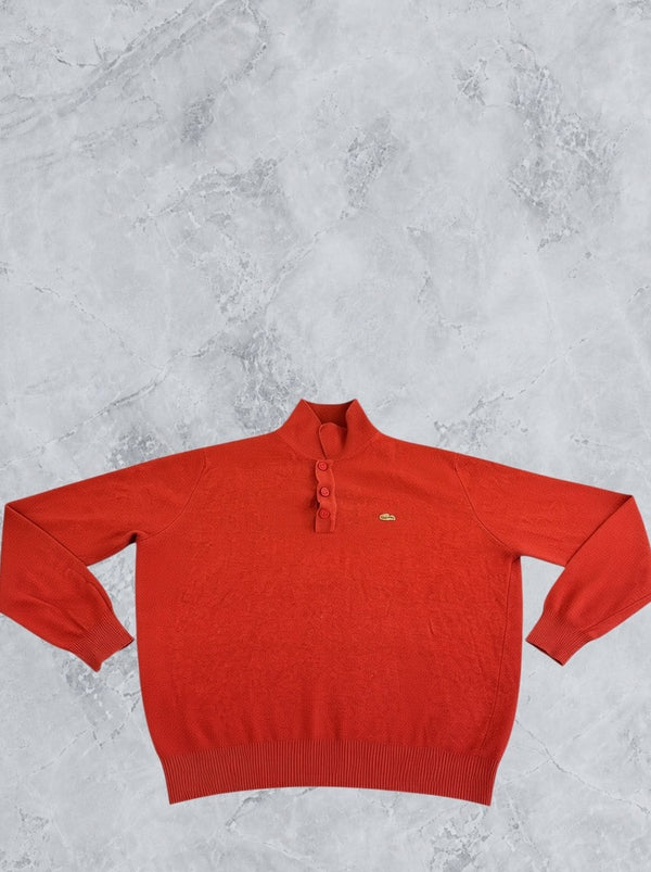 Rode Lacoste polotrui met knoopsluiting (collegetrui), maat XL