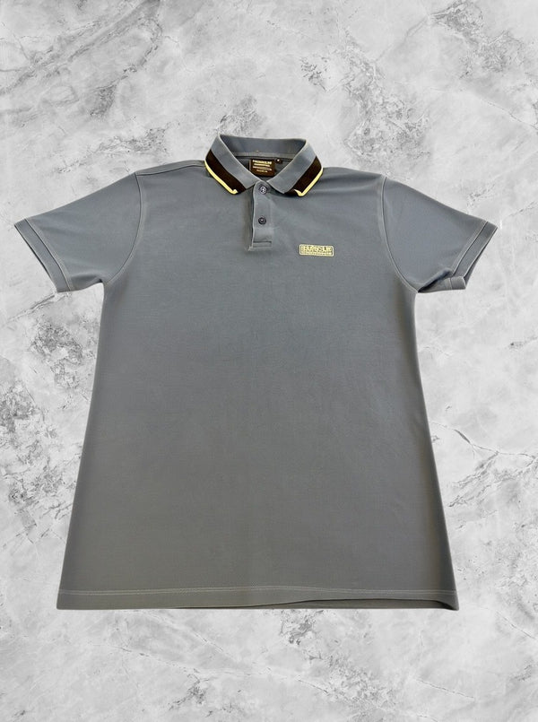 Blauwe motorpolo van Barbour International (piqué polo / bikershirt), maat S