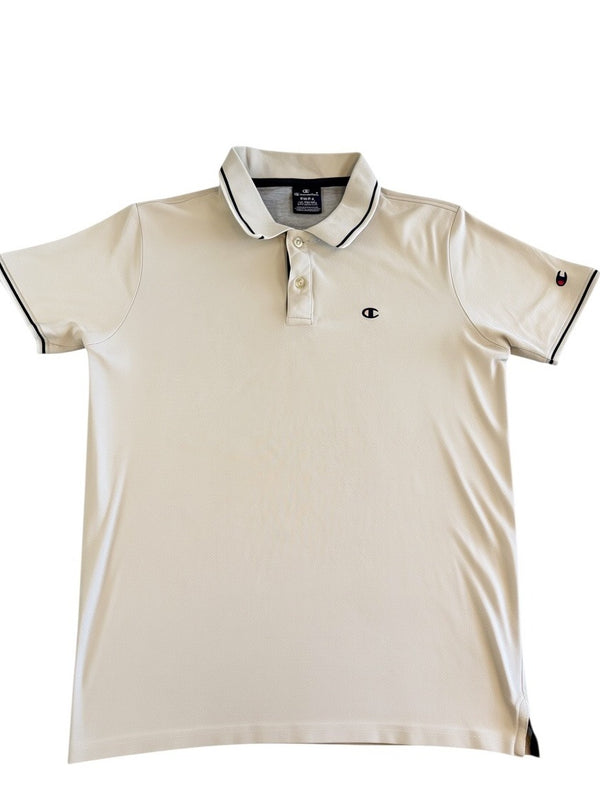 Wit Champion polo (maat S), poloshirt / tennisshirt met gestreepte boord