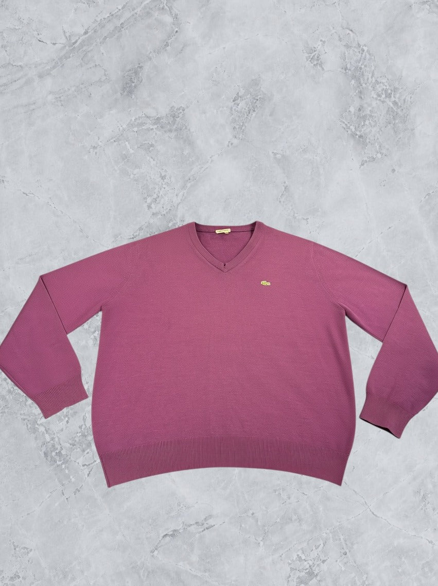 Paarse Lacoste pullover (V-hals trui / sweater), maat XXL