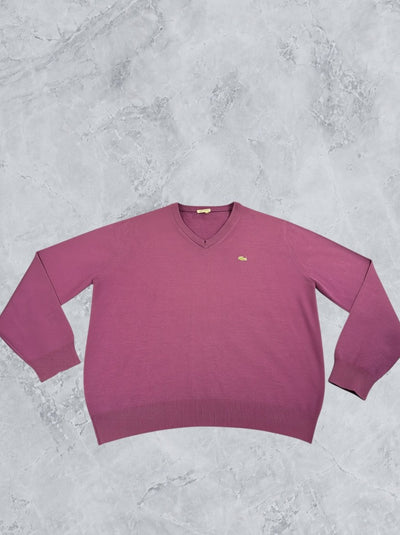 Paarse Lacoste pullover (V-hals trui / sweater), maat XXL