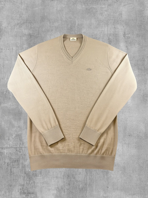 Lacoste trui grijs heren maat XL v-hals v-neck sweater pullover vintage