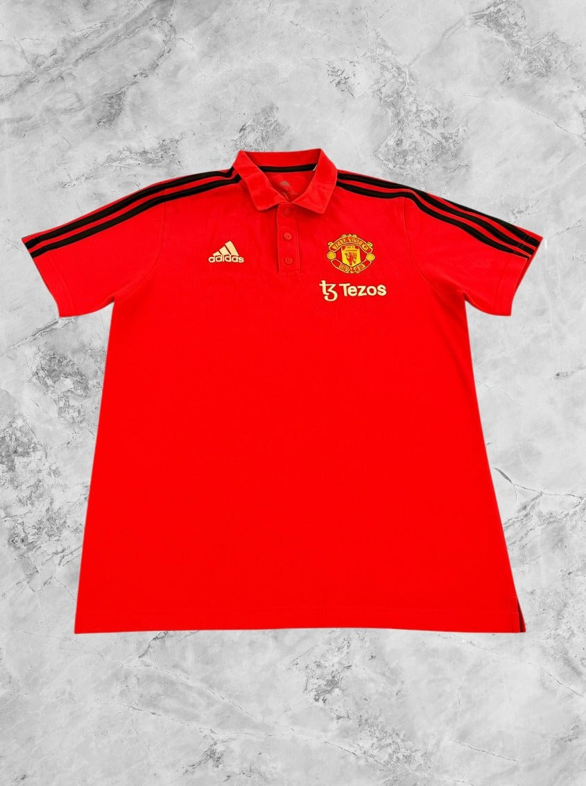 Rood adidas Manchester United shirt maat S (polo / voetbalshirt met Tezos-logo)