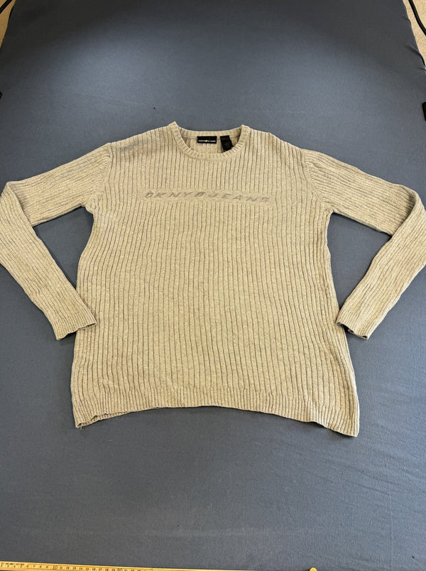 Grijze ribgebreide trui DKNY Jeans (pullover) - maat L