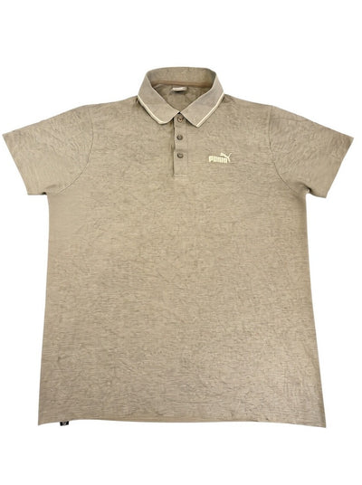 Grijze Puma polo (sportshirt met witte bies), maat L