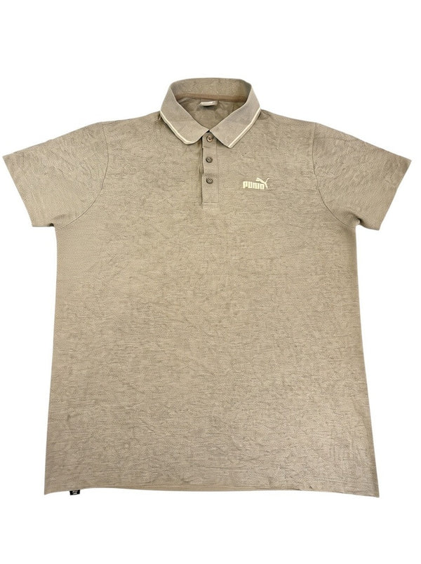 Grijze Puma polo (sportshirt met witte bies), maat L