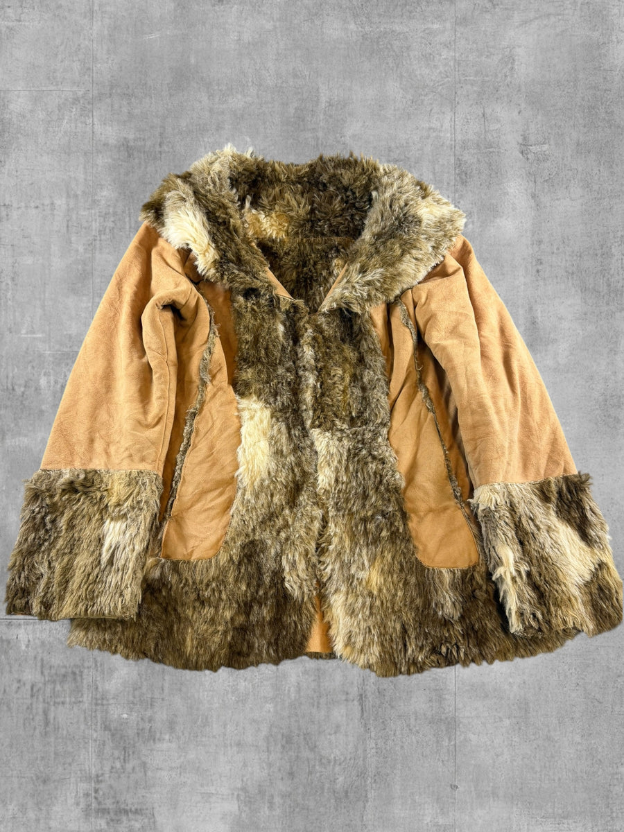 Vintage Dressing Afghaanse jas bruin dames maat S